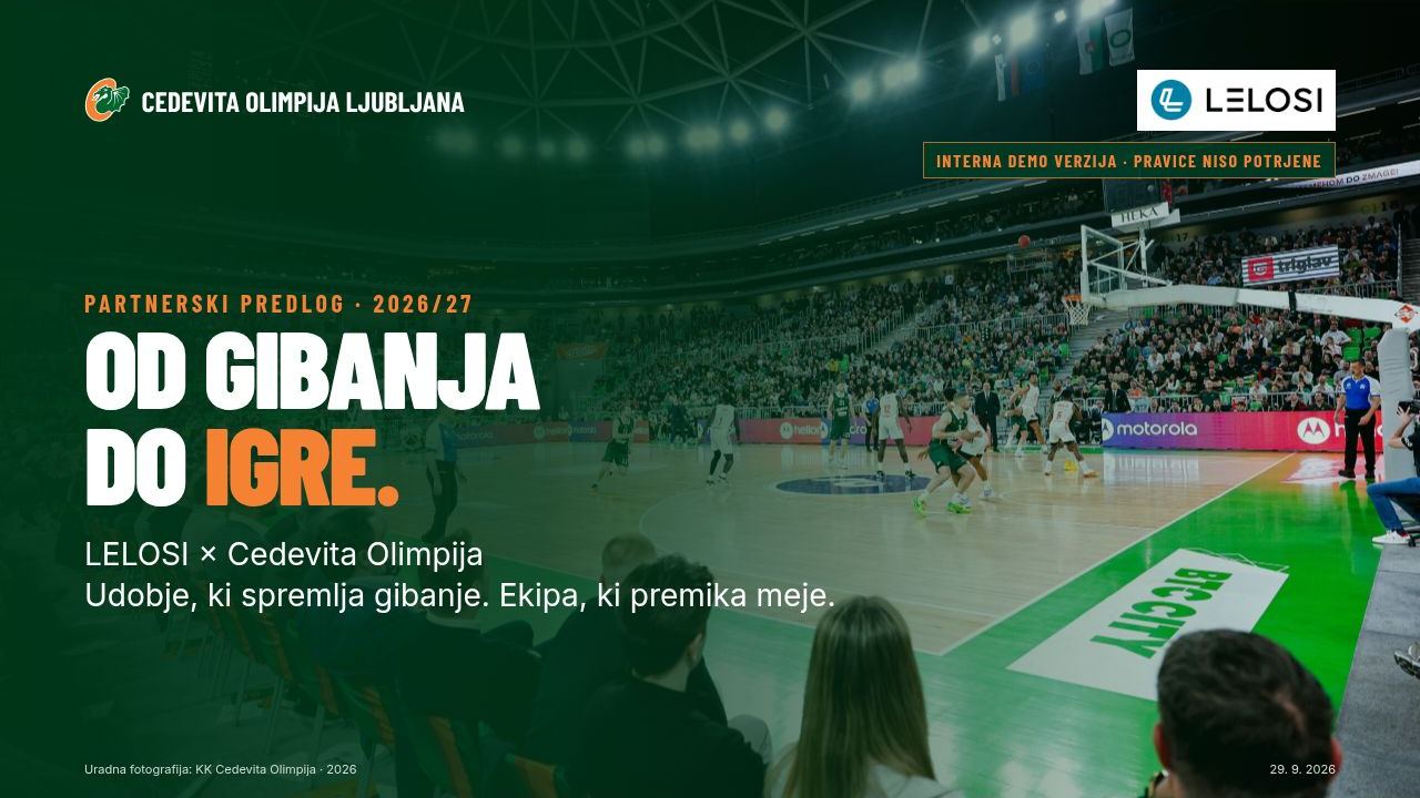 Naslovni slajd LELOSI × Cedevita Olimpija, Od gibanja do igre